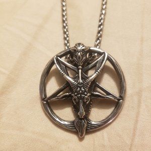 Satanic Temple Necklace Goat Head Inverted Pentagram